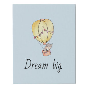Dream Big Elephant Balloon Faux Canvas Print