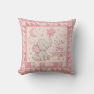 Dream Big Elephant Quilt Throw Pillow