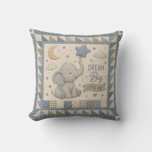 Dream Big Elephant Quilt Throw Pillow