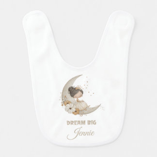 Dream Big Fairy Moon Child – Personalized Name Baby Bib