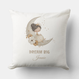 Dream Big Fairy Moon Child – Personalized Name Throw Pillow