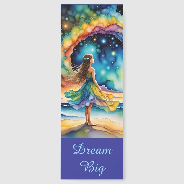 Dream Big Fantasy Girl and Rainbow stars Bookmarks (Front)