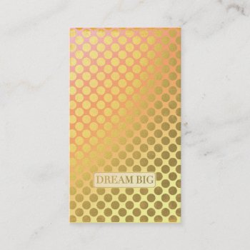 Dream Big Faux Gold Dots Business Card by ParadiseCity at Zazzle