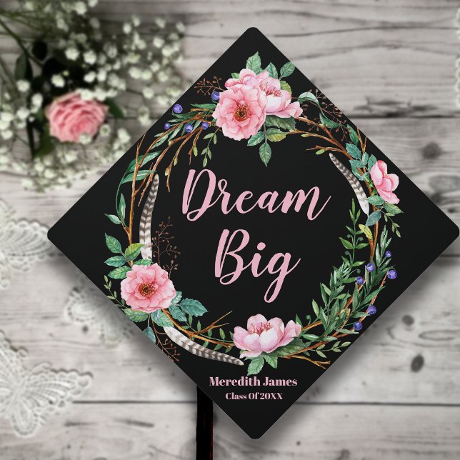 "Dream Big" Floral Graduation Cap Topper (Creator Uploaded)