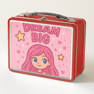 Dream Big Girls Lunch Bag Metal Lunch Box