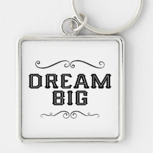 Black White Work Hard Dream Big Quote Bag Tag Keychain Keyring