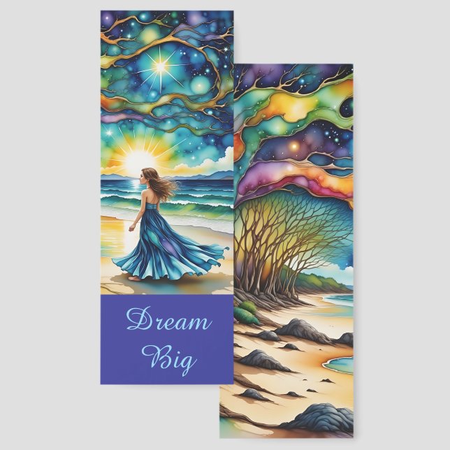 Dream Big II-Fantasy Girl and Rainbow stars Bookmarks (Front & Back)