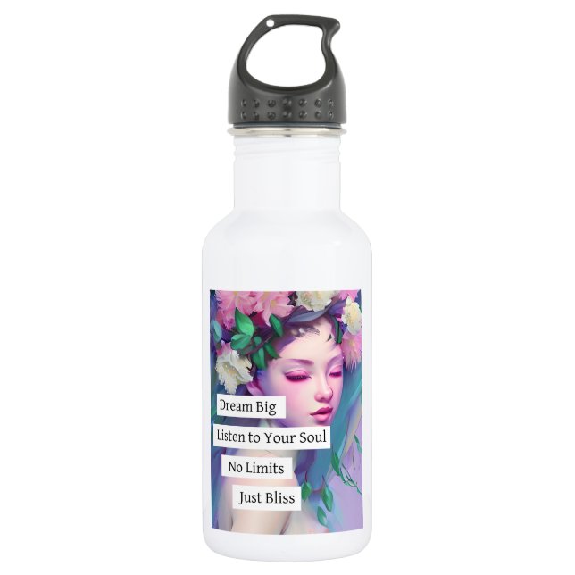 Dream Big, Inspirational Quote | Faerie Art Stainless Steel Water Bottle (Front)