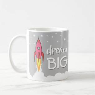 Dream Big Inspirational Quote Retro Rocket Ship Coffee Mug