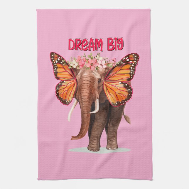 Dream Big Like An Elephant Inspirational Kitchen Towel (Vertical)