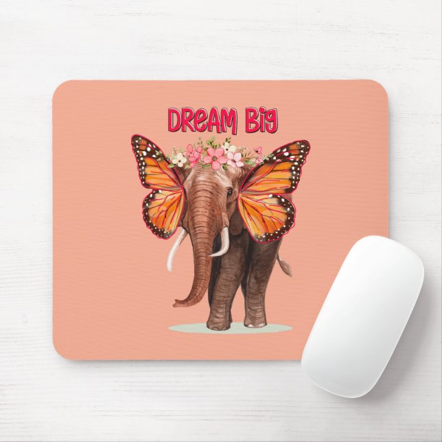 Dream Big Like An Elephant Inspirational Mouse Pad (With Mouse)
