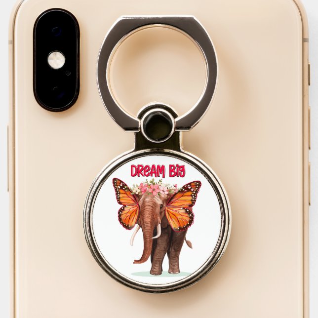 Dream Big Like An Elephant Inspirational Phone Ring Stand (Close Up)