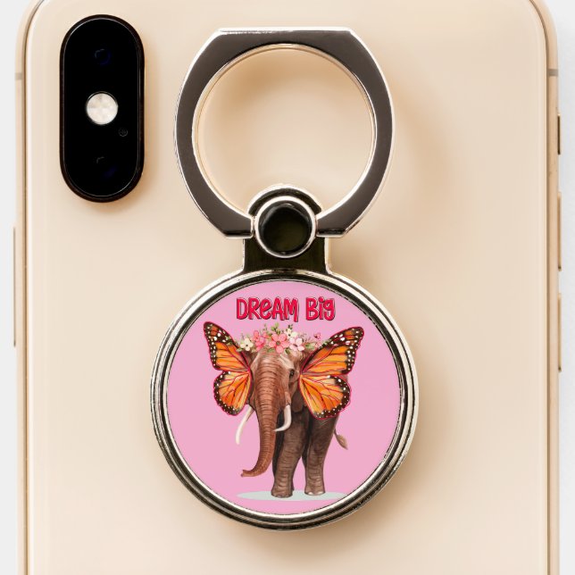 Dream Big Like An Elephant Inspirational Phone Ring Stand (Close Up)