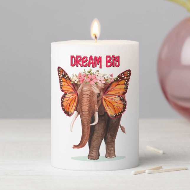 Dream Big Like An Elephant Inspirational Pillar Candle (In Situ)