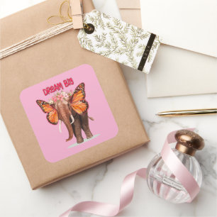 Dream Big Like An Elephant Inspirational Square Sticker