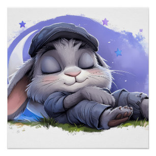 Dream Big, Little Bunny – Sleepy Rabbit Wall Art