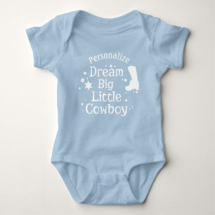 Dream Big Little Cowboy Quote Baby Shower Gift Baby Bodysuit