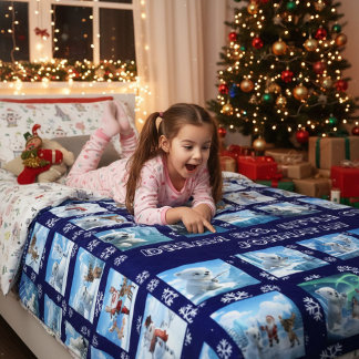 Dream Big, Little Cub Custom Name Polar Bear Fleece Blanket