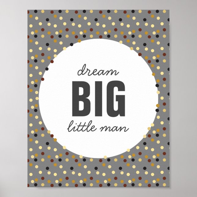 Dream Big Little Man Nursery Wall Art Gray Brown (Front)