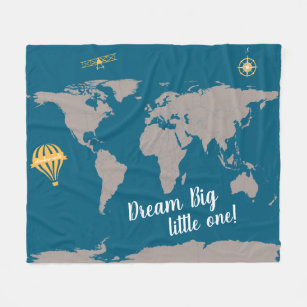 CC Home Furnishings Seafoam Blue Embroidered 'Dream Big Little One' Quote Throw Blanket 30 x 40