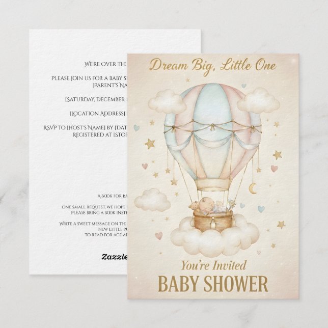 Dream Big, Little One – Baby Shower  Invitation (Front/Back)