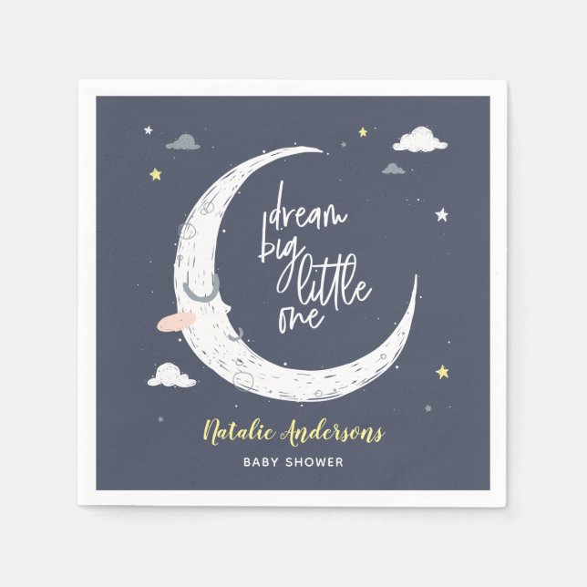 Dream big little one baby shower party napkins (Front)