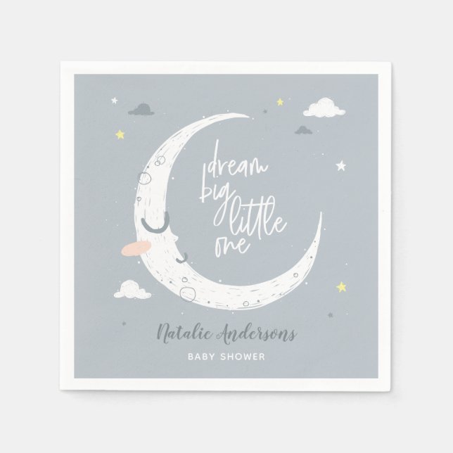 Dream big little one baby shower party napkins (Front)