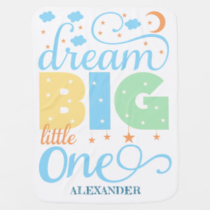 Dream Big Little One Blue Baby Boy 1st Birthday Blanket