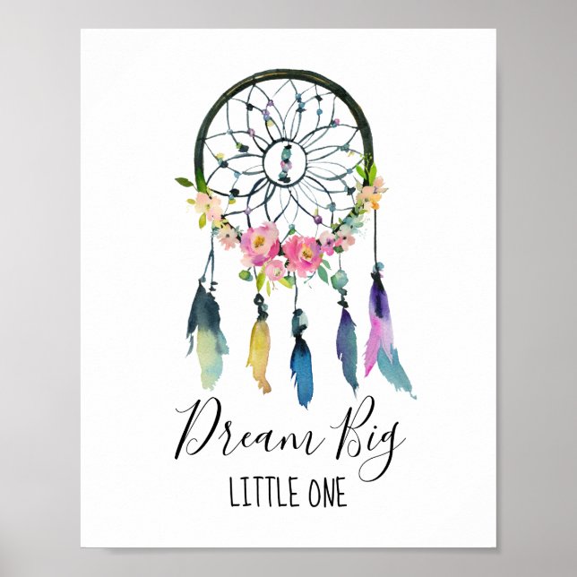 Dream Big Little One Dreamcatcher Baby Nursery Poster (Front)
