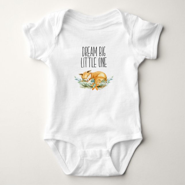 Dream Big Little One Fox Babygrow Baby Bodysuit (Front)