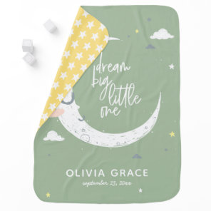 Dream big little one moon + clouds personalized baby blanket