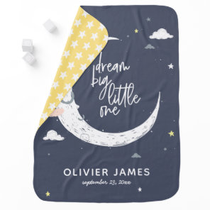 Dream big little one moon + clouds personalized baby blanket