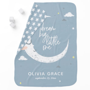 Dream big little one moon + clouds personalized baby blanket