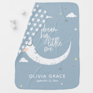 Dream big little one moon + clouds personalized baby blanket