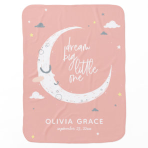 Dream big little one moon   clouds personalized baby blanket