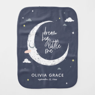 Dream big little one moon + clouds personalized baby burp cloth