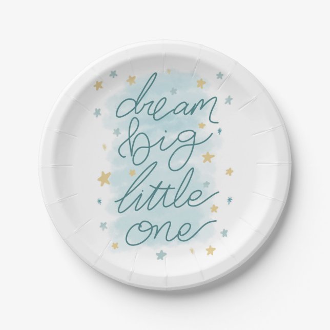 Dream Big Little One Pastel Stars Paper Plates (Front)