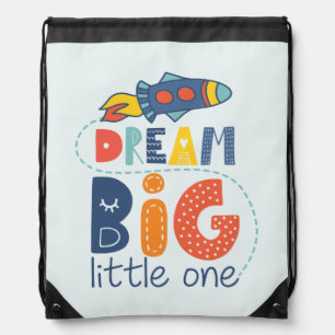 Dream Big Little One Rocket Drawstring Bag