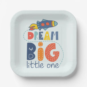 Dream Big Little One Rocket Paper Plates