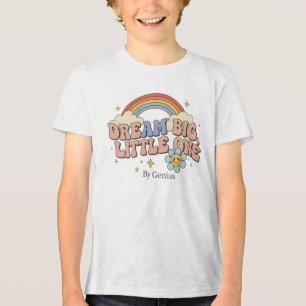 Dream Big Little One T-Shirt, Groovy Retro Rainbow Tri-Blend Shirt