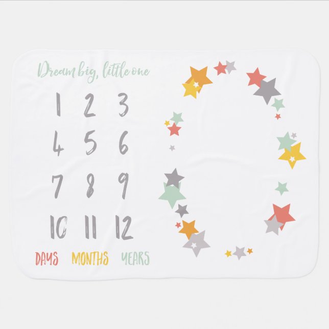 Dream Big, Little One - Unisex Milestone Blanket (Horizontal)
