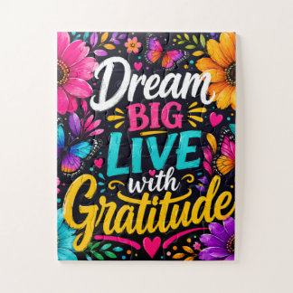 Dream Big Live with Gratitude-Butterfly Inspiratio Jigsaw Puzzle