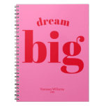 Dream Big! Modern Bold Red - Hot Pink Typography   Notebook at Zazzle