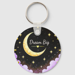 Dream Big Moon and Stars Inspirational Keychain