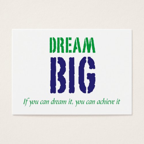 Dream Big motivart card Business Card Template