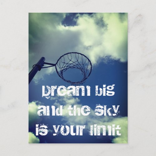 Dream Big Motivational Netball Quote Postcard