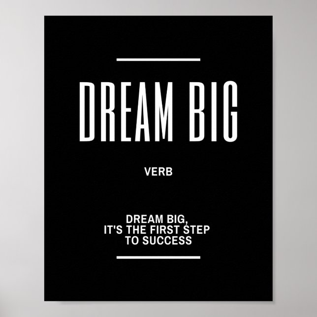 Dream Big Motivational Quote Poster (Front)