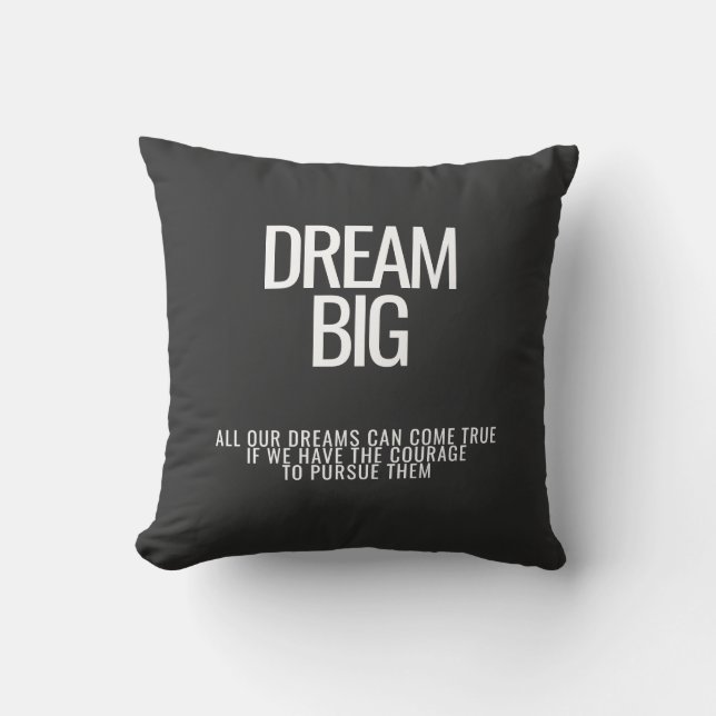 Dream Big Motivational Throw Pillow  (Front)