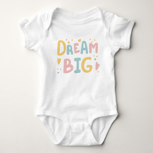Dream Big Pastel Hearts Baby Bodysuit (Front)