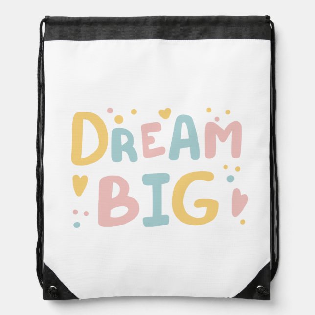 Dream Big Pastel Hearts Drawstring Bag (Front)